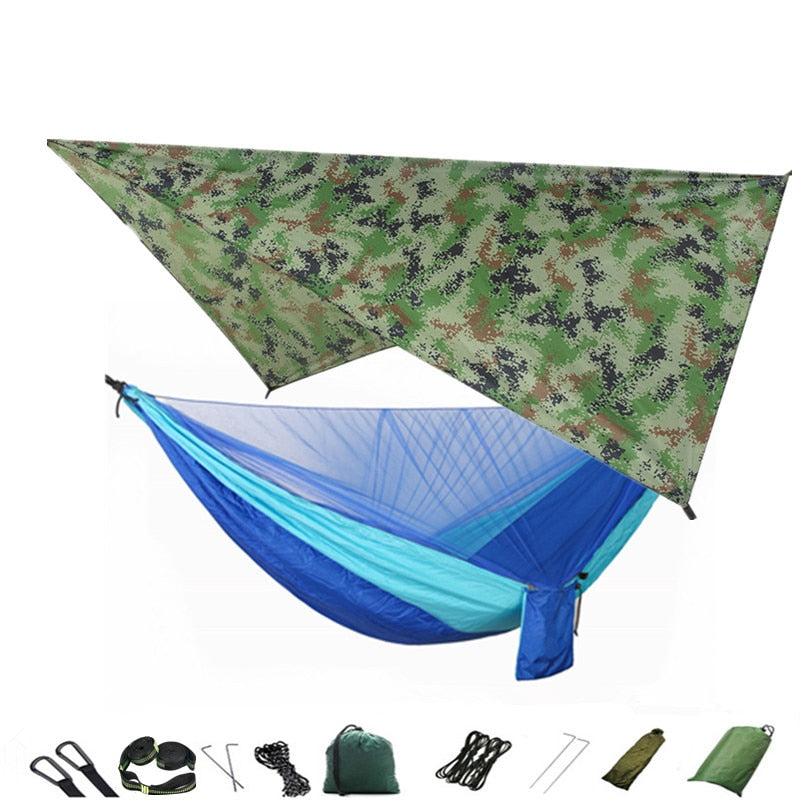 Hammock Mosquito Net and Hammock Canopy Portable Nylon Hammock Rain Fly Tree