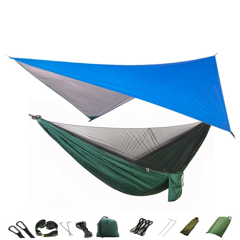 Hammock Mosquito Net and Hammock Canopy Portable Nylon Hammock Rain Fly Tree