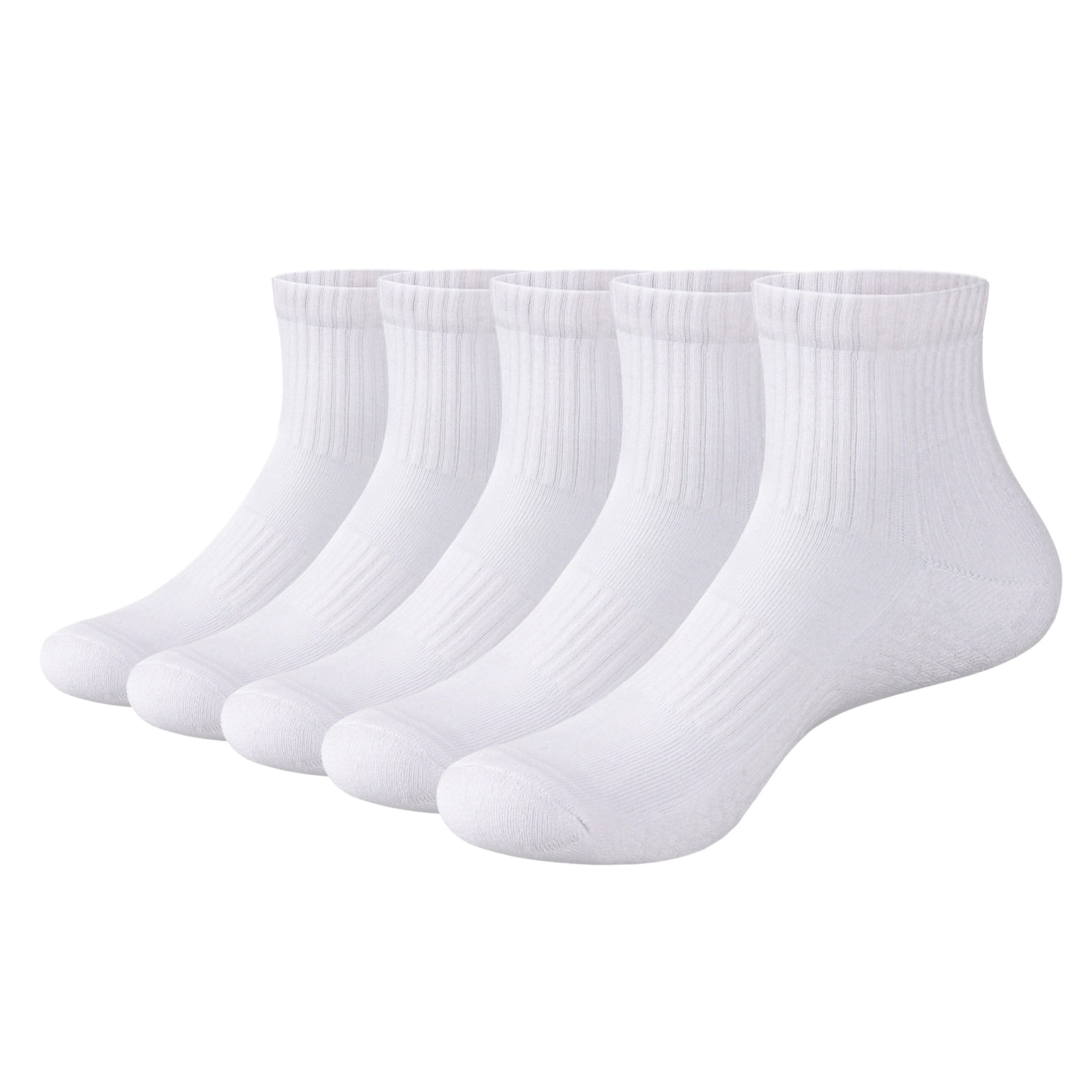 Men Moisture Wicking Fitness Training Athletic Socks Combed Cotton Cushioned Mid Calf