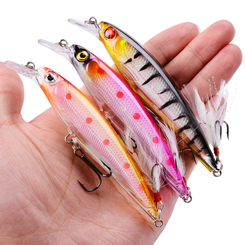 Laser Minnow Fishing Lure 11CM 13G pesca hooks fish wobbler tackle crankbait artificial