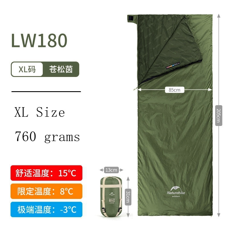 Envelope Sleeping Bag Ultralight Portable Outdoor Camping Hiking