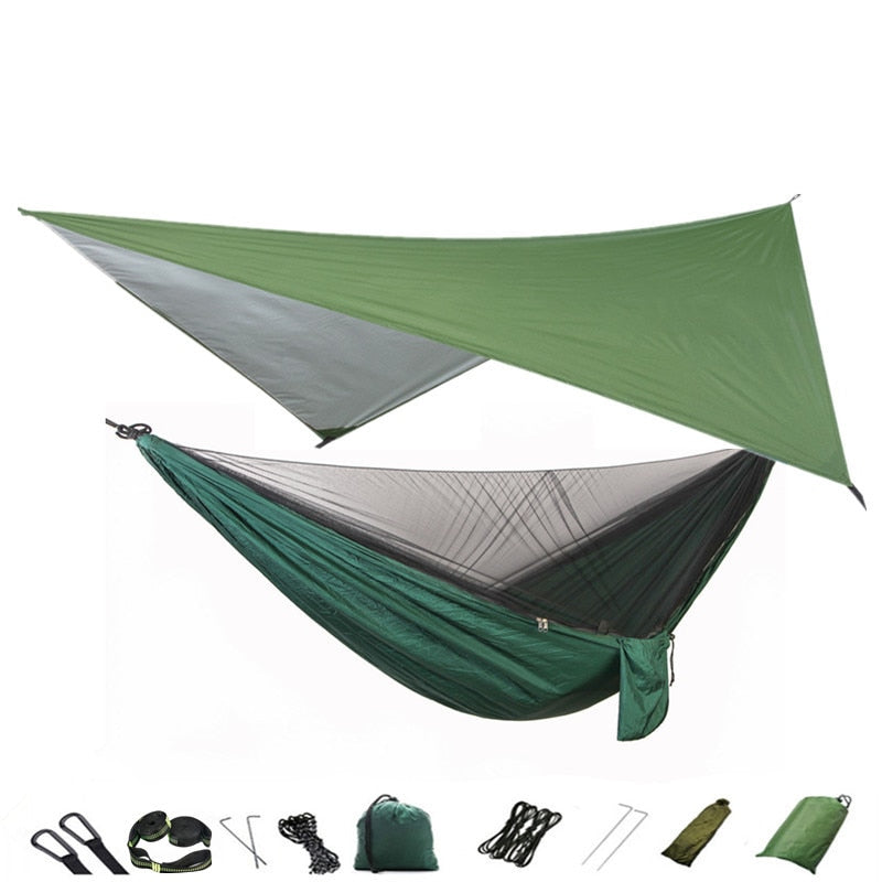 Hammock Mosquito Net and Hammock Canopy Portable Nylon Hammock Rain Fly Tree