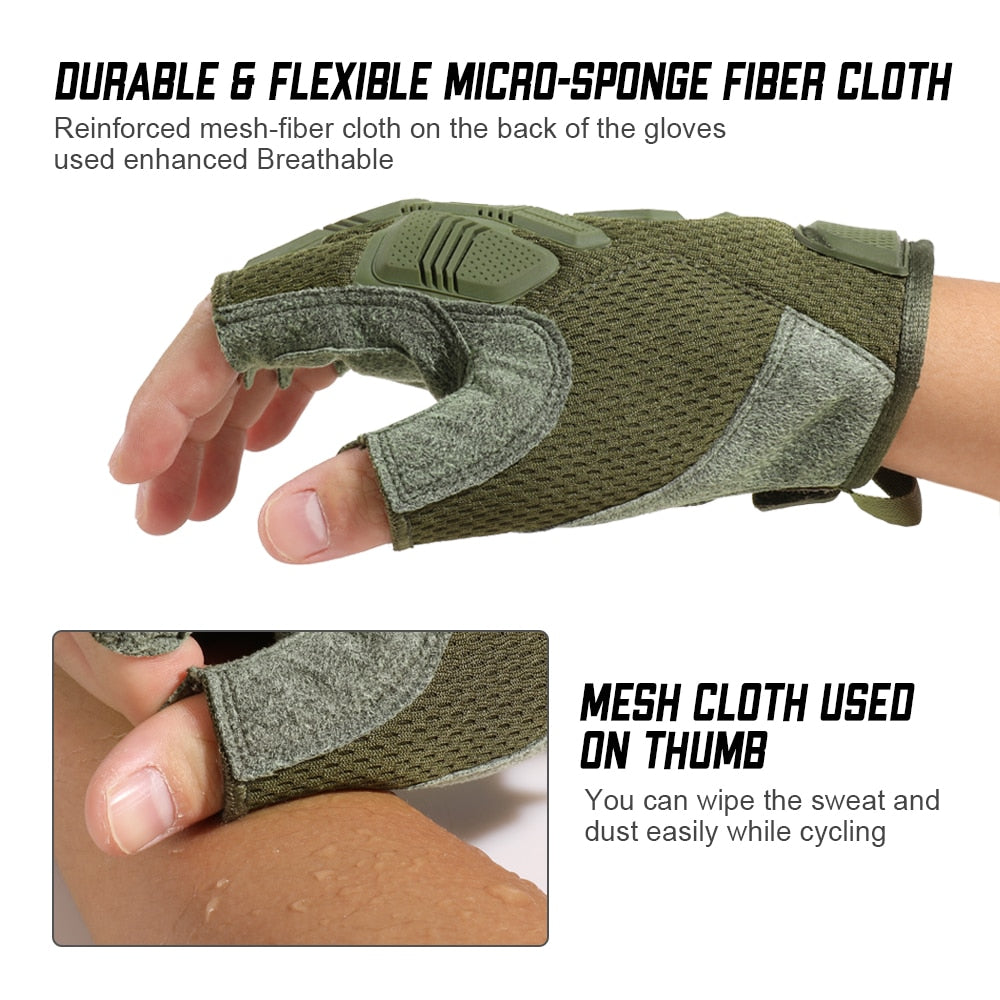 Fingerless Glove Half Finger Gloves Tactical Military Army Mittens SWAT Airsoft Bicycle