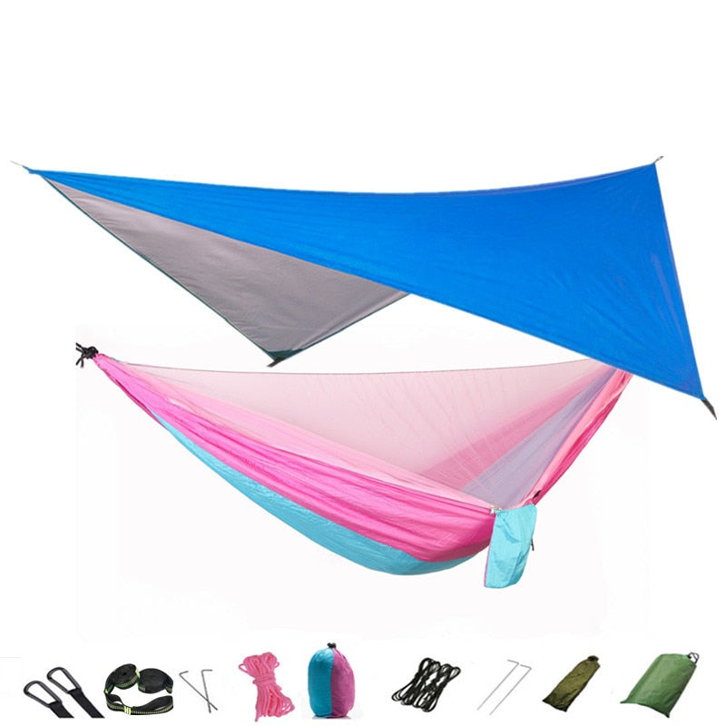 Hammock Mosquito Net and Hammock Canopy Portable Nylon Hammock Rain Fly Tree