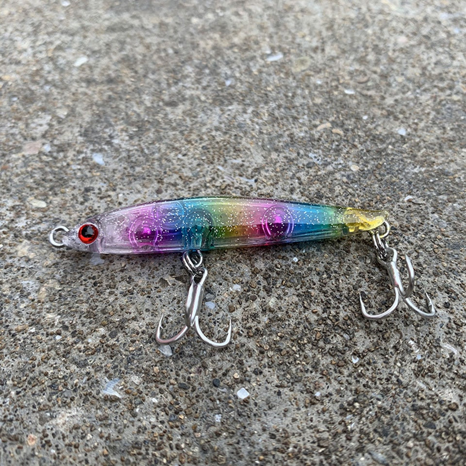 WALK FISH 1PCS 55mm/3g Pencil Minnow Fishing Lure Hard Bait Diving Sinking Treble Hooks