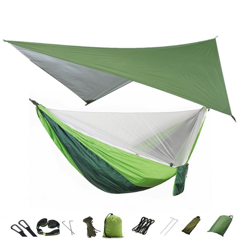 Hammock Mosquito Net and Hammock Canopy Portable Nylon Hammock Rain Fly Tree