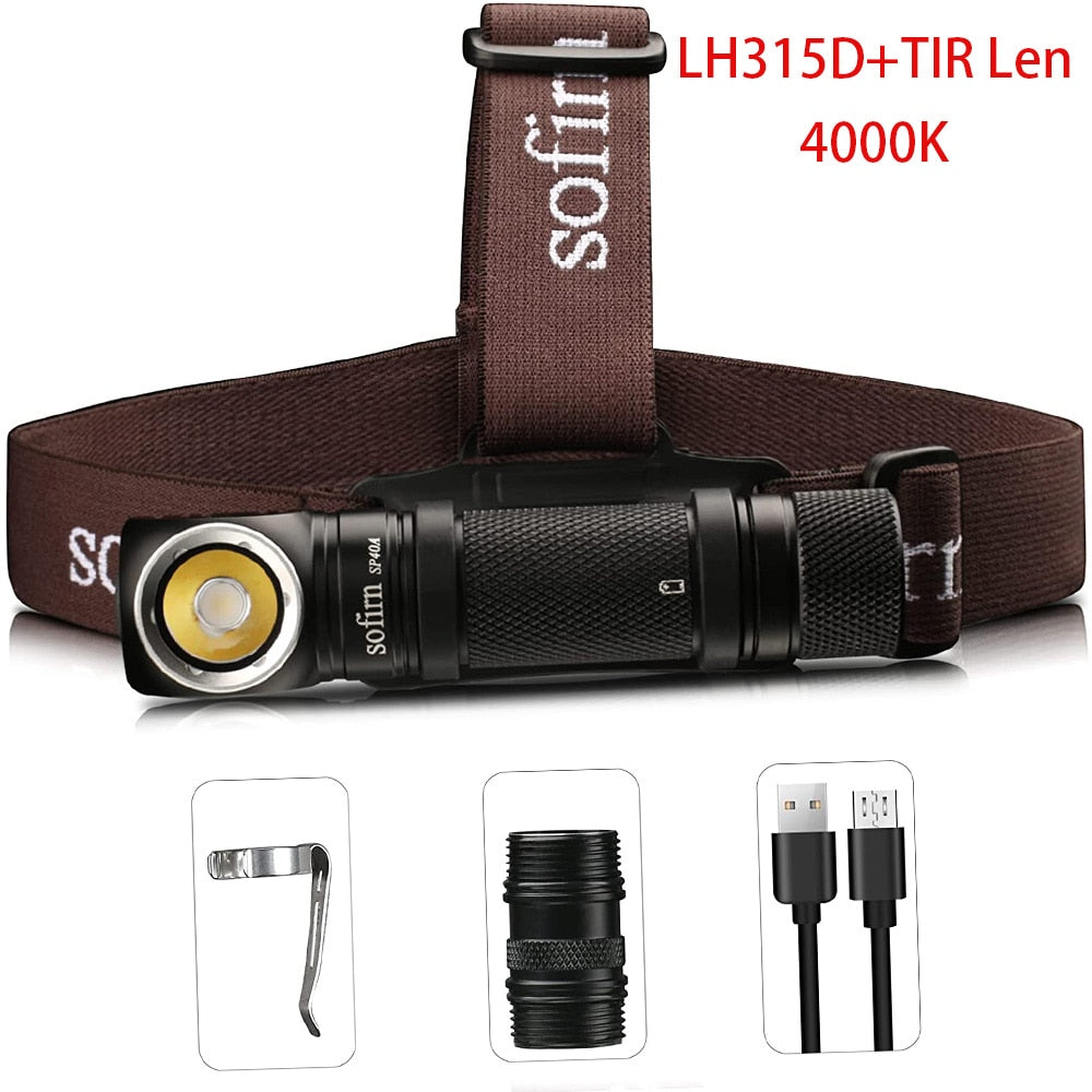 Sofirn SP40 Headlamp LED EDC 18650 Rechargeable Head Lamp 1200lm Bright Outdoor