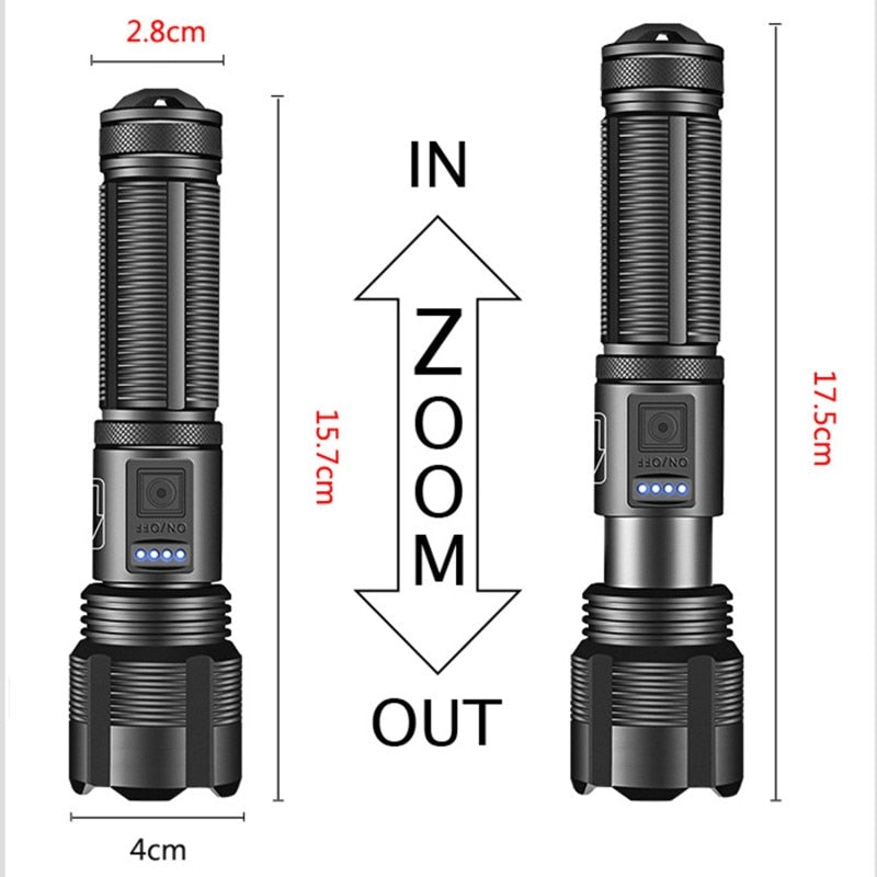 4 Core Led Flashlight Aluminum Alloy XHP70.2 XHP50.2 Tactical Hunting Torch Usb