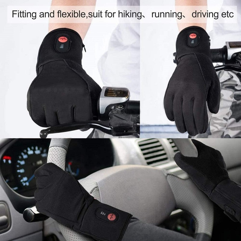 Winter Warm Cycling Heated Gloves Liners Rechargeable Battery for MTB Riding Skiing