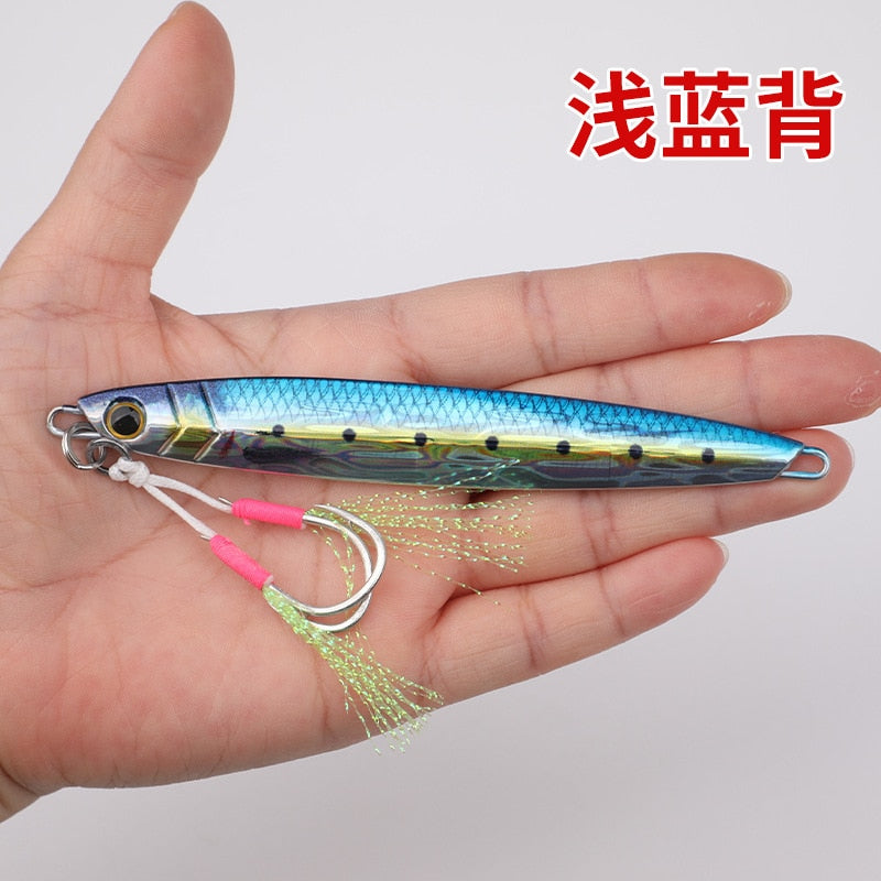 knife jig jigging lure with assist hook slow jig sea bass mackerel tuna boat fishing game