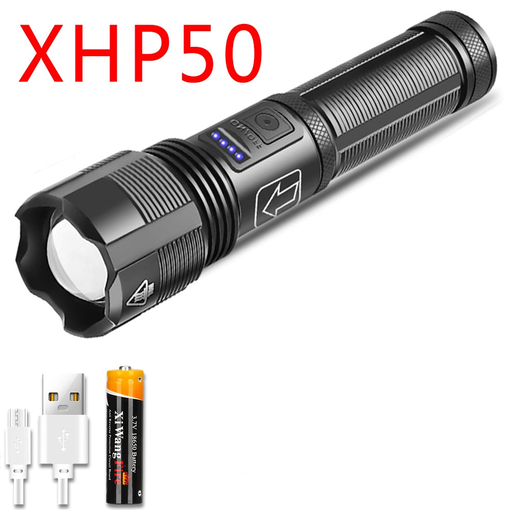 4 Core Led Flashlight Aluminum Alloy XHP70.2 XHP50.2 Tactical Hunting Torch Usb