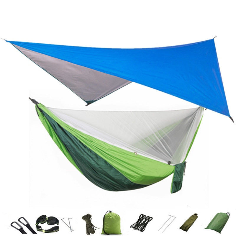 Hammock Mosquito Net and Hammock Canopy Portable Nylon Hammock Rain Fly Tree