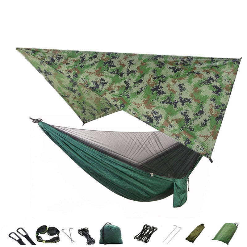 Hammock Mosquito Net and Hammock Canopy Portable Nylon Hammock Rain Fly Tree