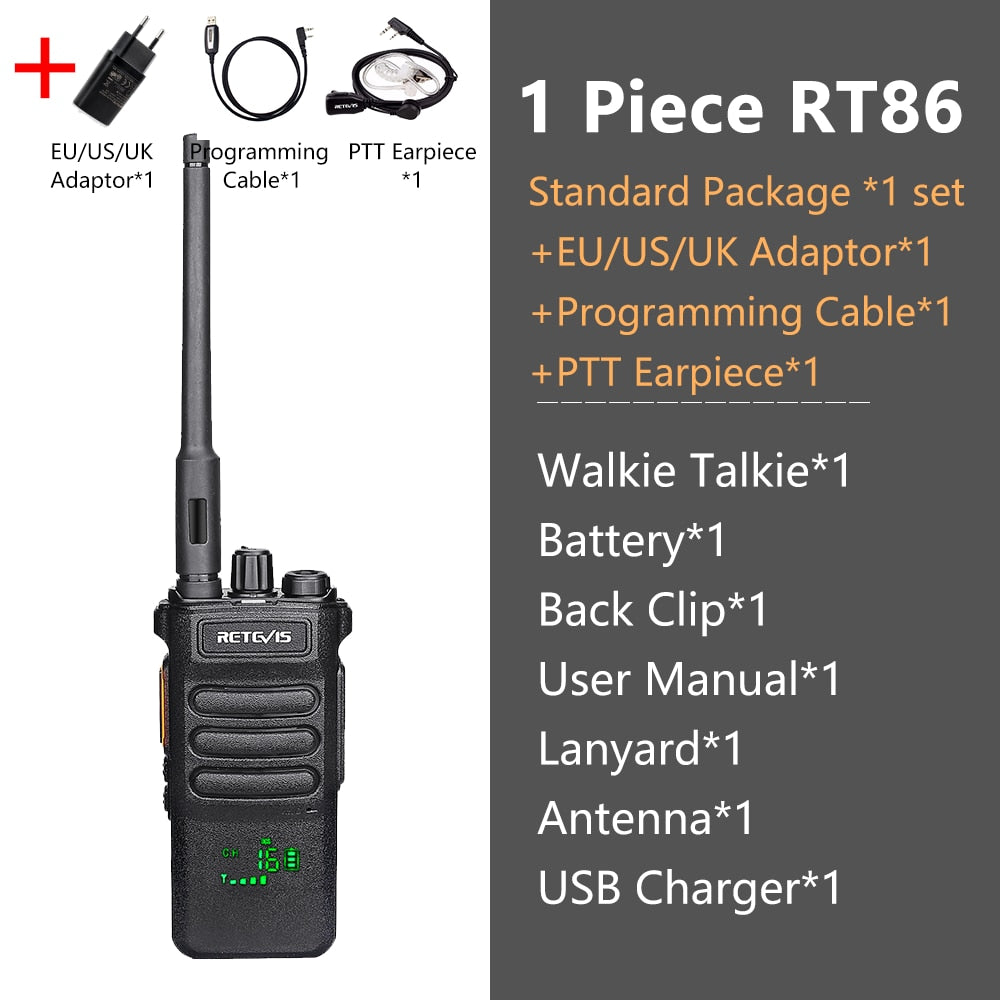 Talkie Long Range RT86 Walkie-talkies 1/ 2 pcs Two-way radio Powerful Portable Radio
