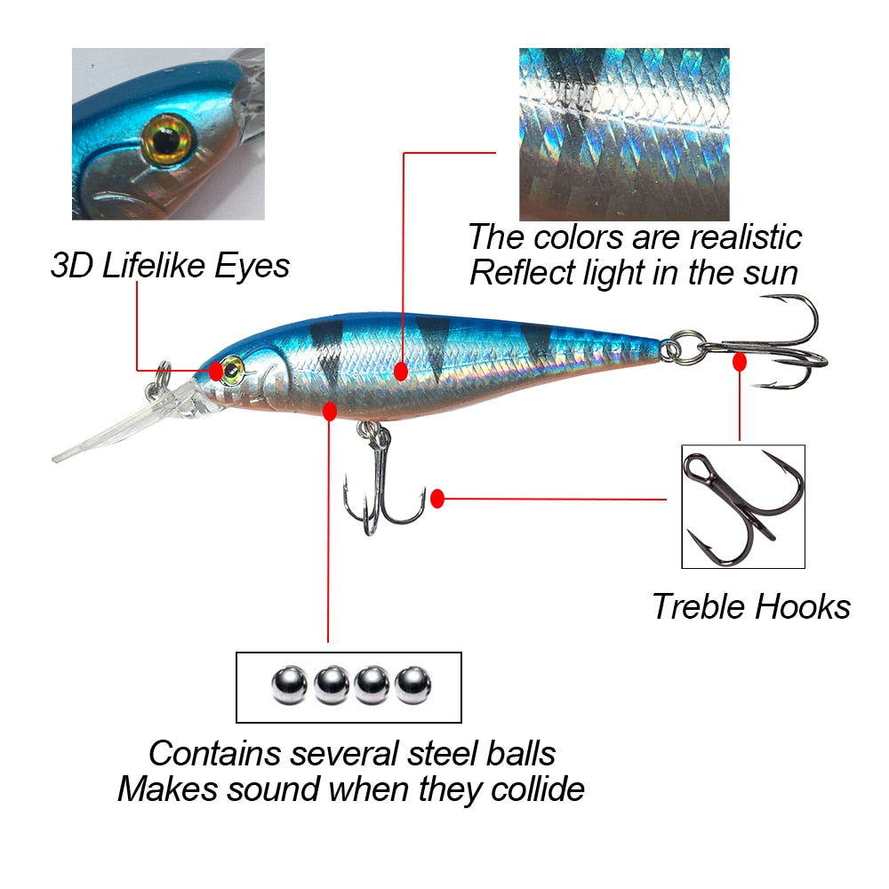 Hercules 10PCS Minnow Fishing Lure 11cm 10.5g Aritificial Wobblers Hard Plastic Baits