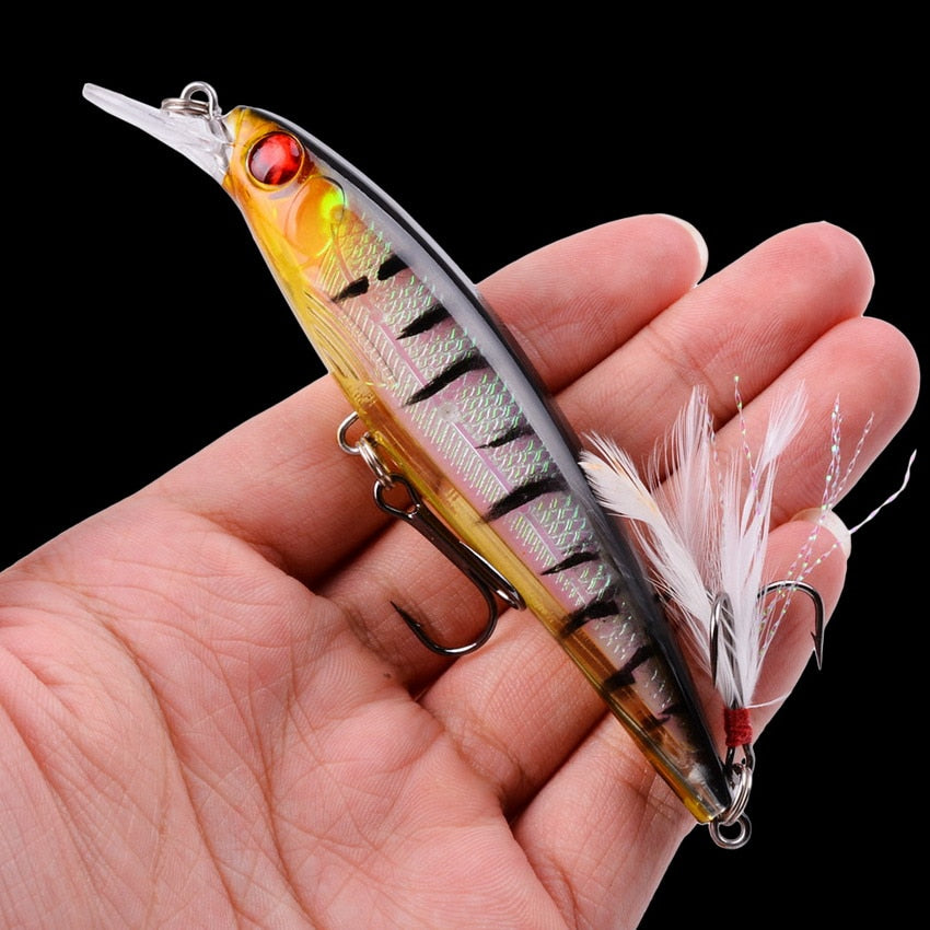 Japani 1PCS Laser Minnow Fishing Lure 11CM 13G pesca hooks fish wobbler tackle crankbait