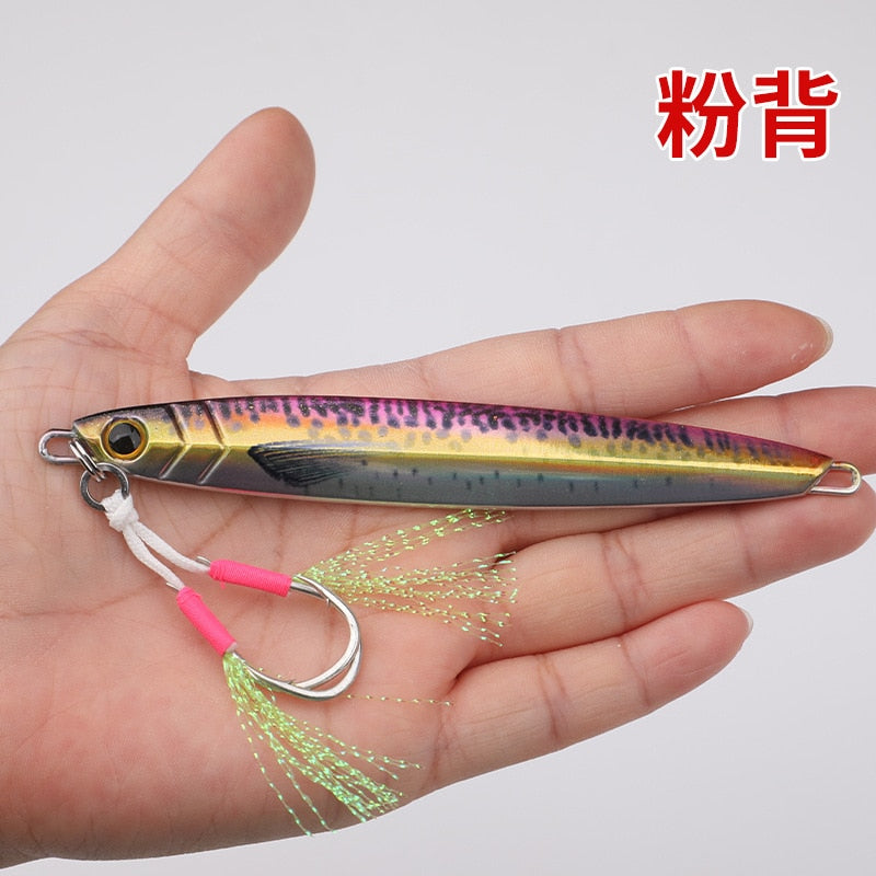 knife jig jigging lure with assist hook slow jig sea bass mackerel tuna boat fishing game