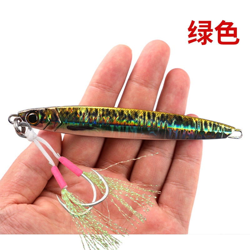 knife jig jigging lure with assist hook slow jig sea bass mackerel tuna boat fishing game