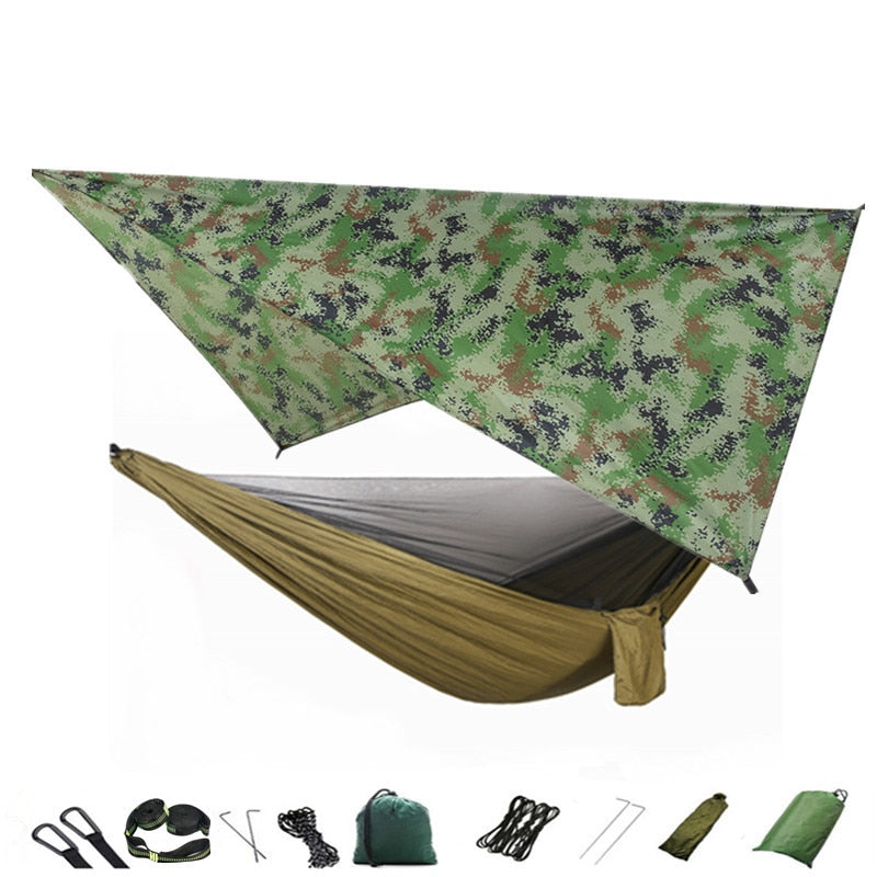 Hammock Mosquito Net and Hammock Canopy Portable Nylon Hammock Rain Fly Tree