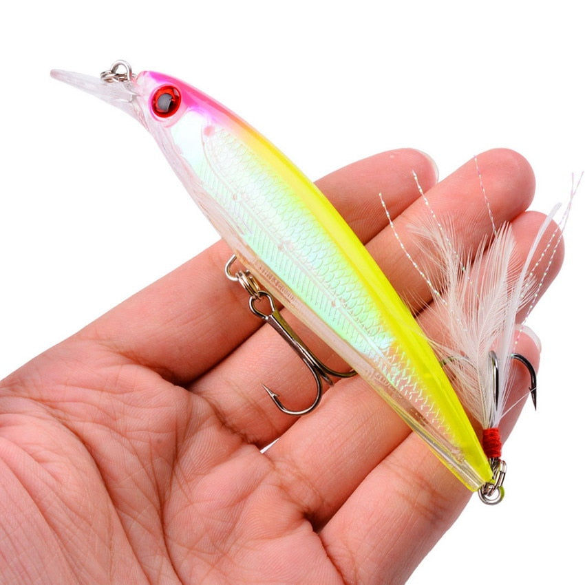 Laser Minnow Fishing Lure 11CM 13G pesca hooks fish wobbler tackle crankbait artificial