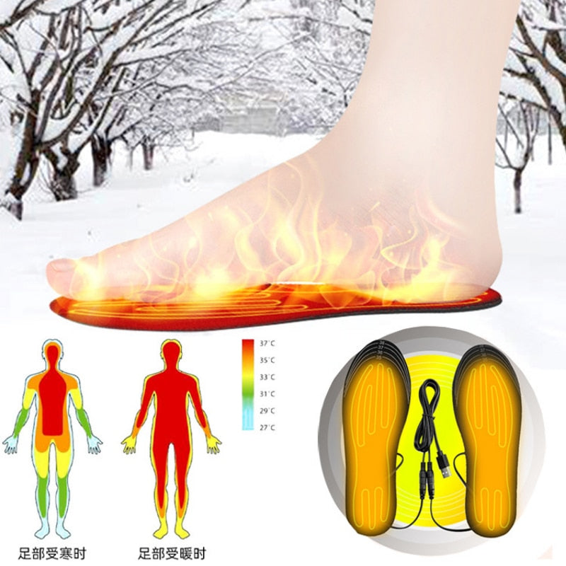 USB Heated Shoe Insoles Feet Warm Sock Pad Mat Electrically Heating Insoles Washable Warm