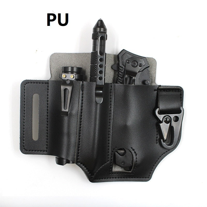 Tactical Multi Tool Belt Leather Bag Portable Tool Storage Bag Holster Outdoor Camping