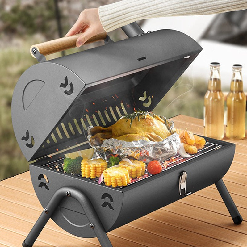 Portable Combine BBQ Grill 2-4 Person Patio Camping Picnic Barbecue Stove Round