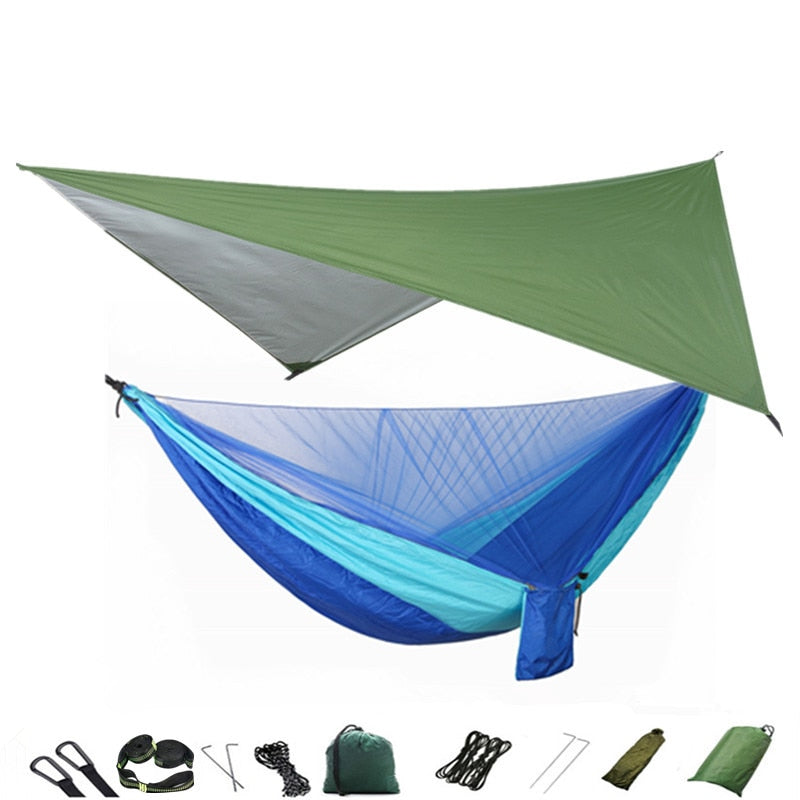 Hammock Mosquito Net and Hammock Canopy Portable Nylon Hammock Rain Fly Tree