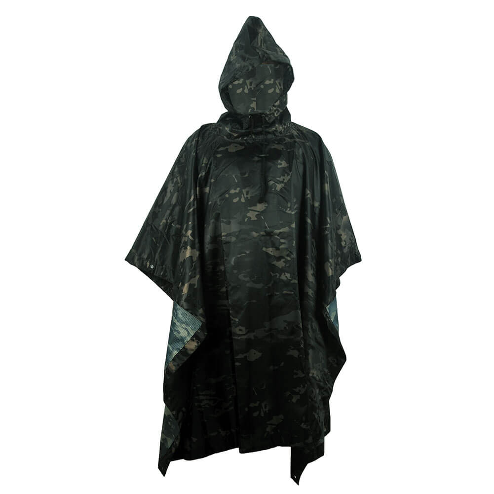 Outdoor Hooded Breathable Rainwear Camo Poncho Army Tactical Raincoat Camping