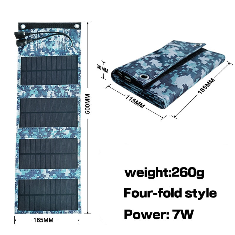 Solar panel 5V 2USB Portable Foldable Waterproof For cell phone power bank 10W Battery