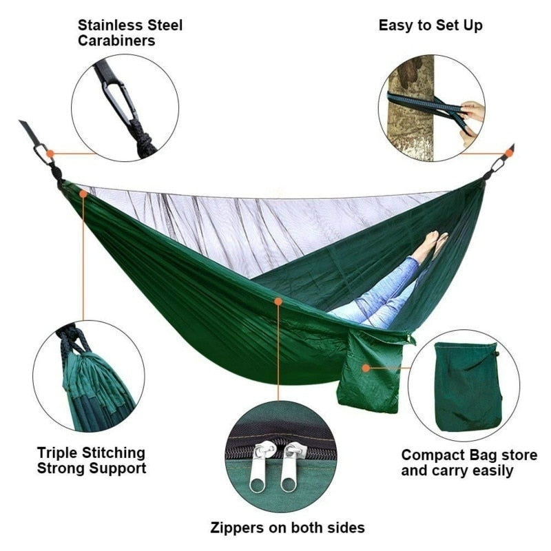 Hammock Mosquito Net and Hammock Canopy Portable Nylon Hammock Rain Fly Tree