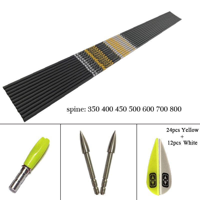 Carbon Arrows Shaft V1 V3 Vanes Recurve Bow LongBow Hunting Shooting 12Set 1000 ID4.2mm