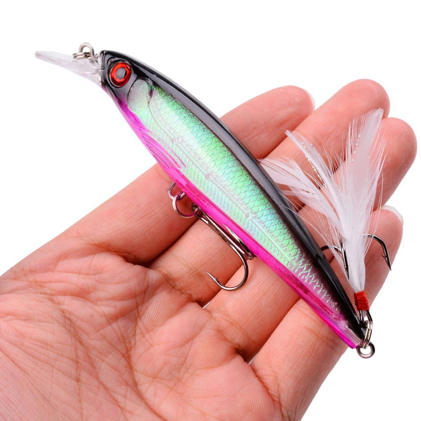 Laser Minnow Fishing Lure 11CM 13G pesca hooks fish wobbler tackle crankbait artificial