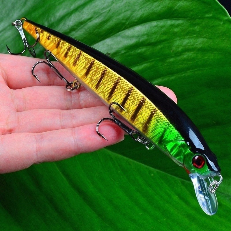 3D Bionic Minnow Fishing Lure Hard Bait with 3 Fishing Hooks Fishing Tackle Lure 3D