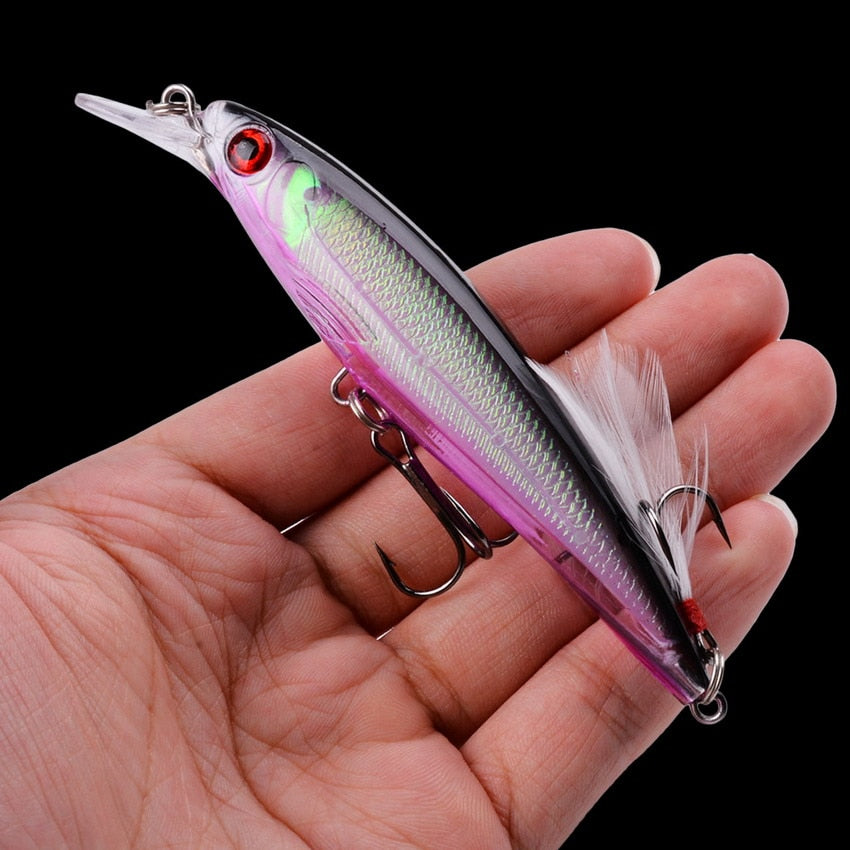 Laser Minnow Fishing Lure 11CM 13G pesca hooks fish wobbler tackle crankbait artificial