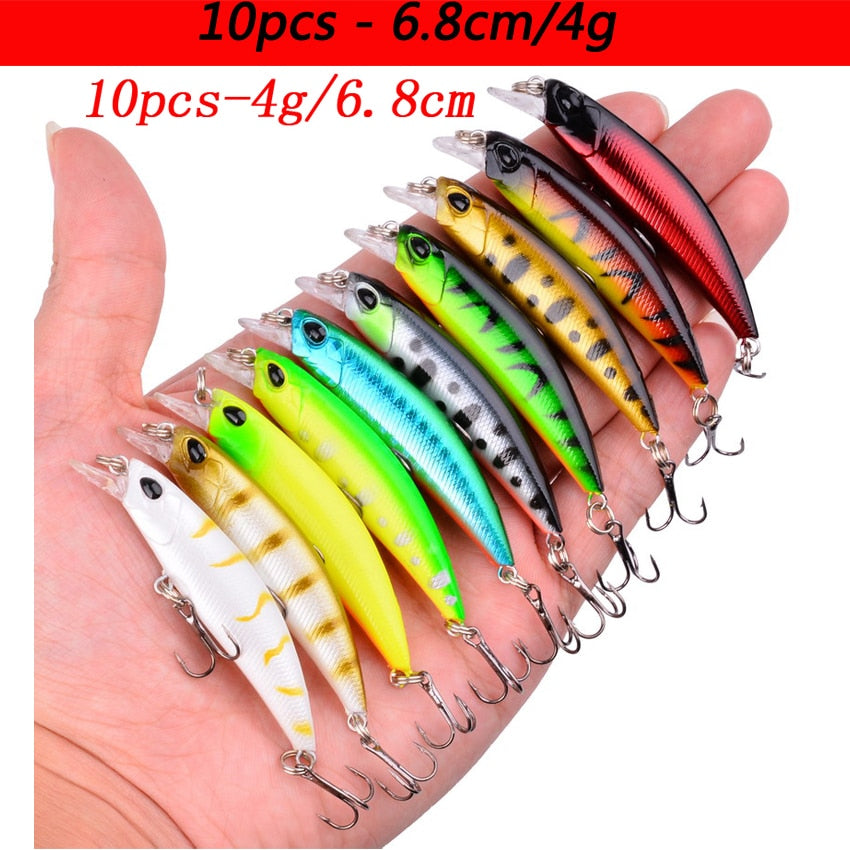 Laser Slow Mixed Minnow Fishing Lure Set Wobbler Crankbait Isca Artificial Hard