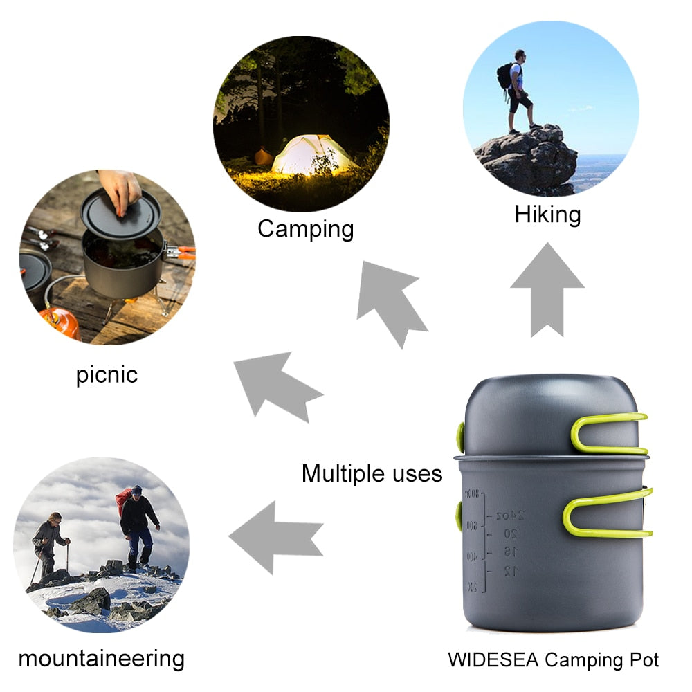 Widesea Ultralight Camping Cooking Utensils Outdoor Tableware Pot Set Hiking Picnic