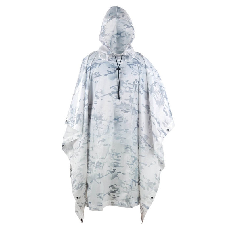 Outdoor Hooded Breathable Rainwear Camo Poncho Army Tactical Raincoat Camping