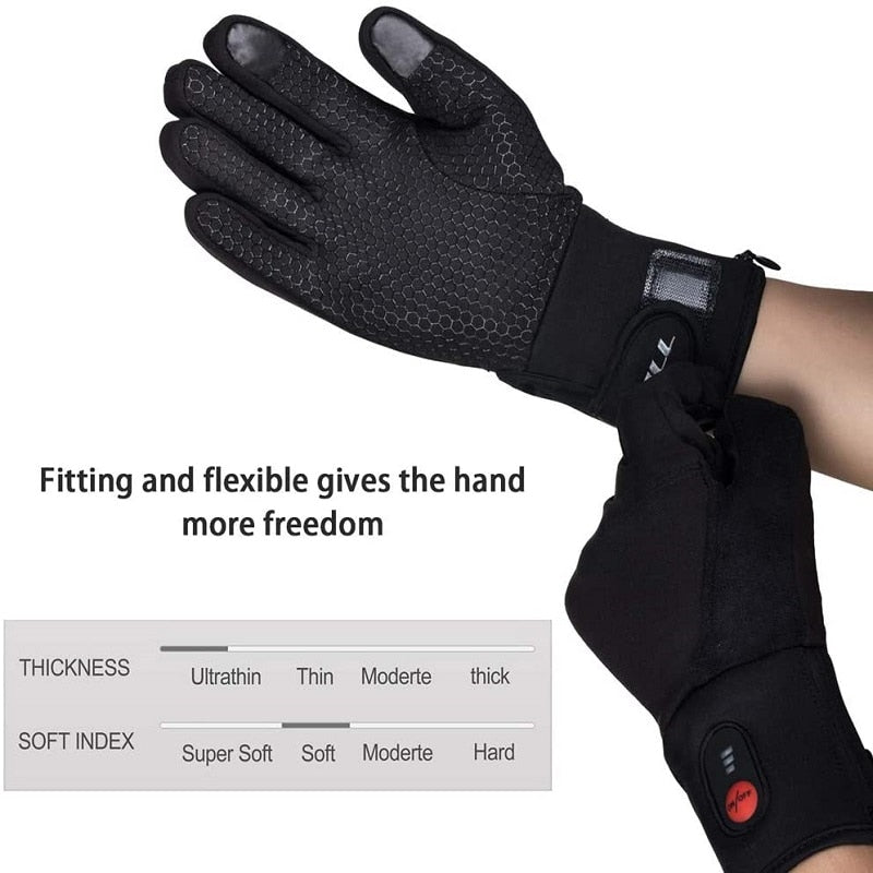 Winter Warm Cycling Heated Gloves Liners Rechargeable Battery for MTB Riding Skiing