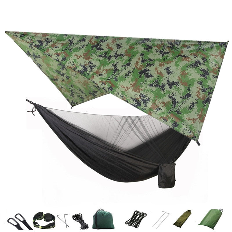 Hammock Mosquito Net and Hammock Canopy Portable Nylon Hammock Rain Fly Tree