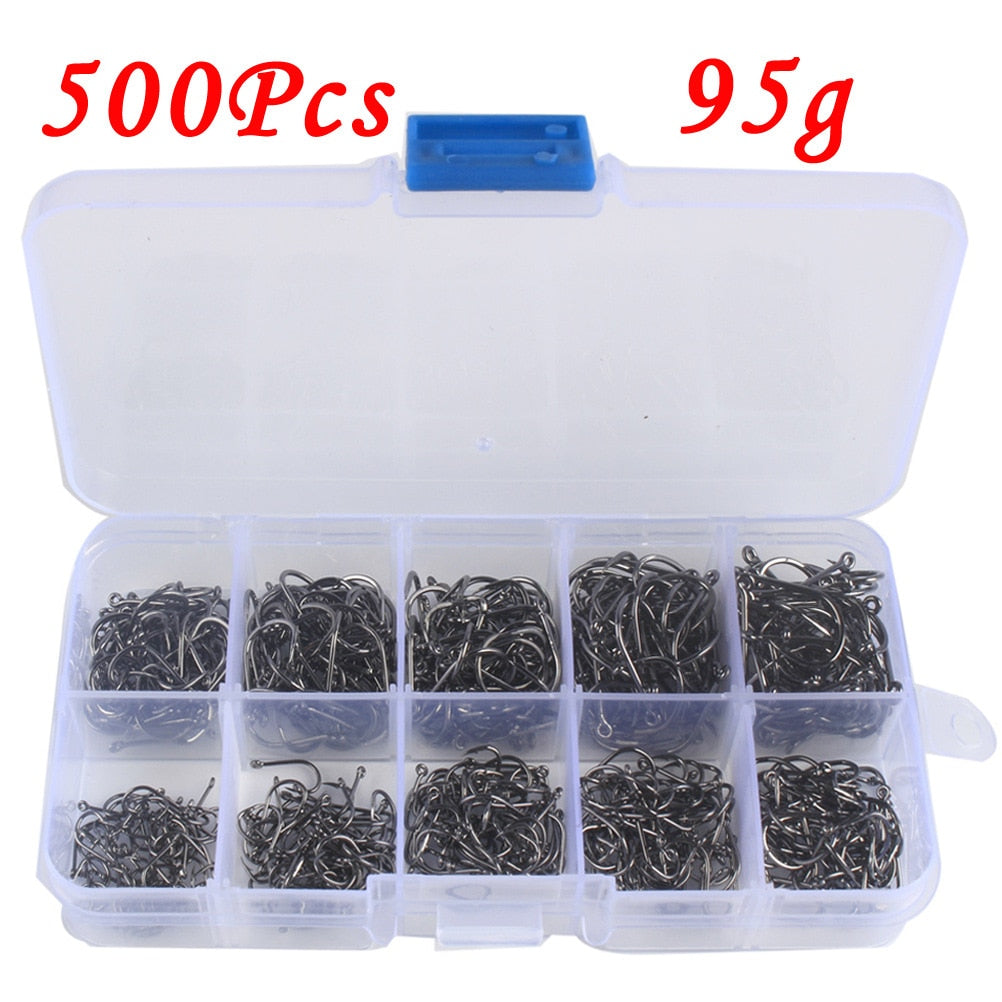 Hooks Set High Carbon Steel Barbed FishHooks for Saltwater Freshwater Fishing Gear