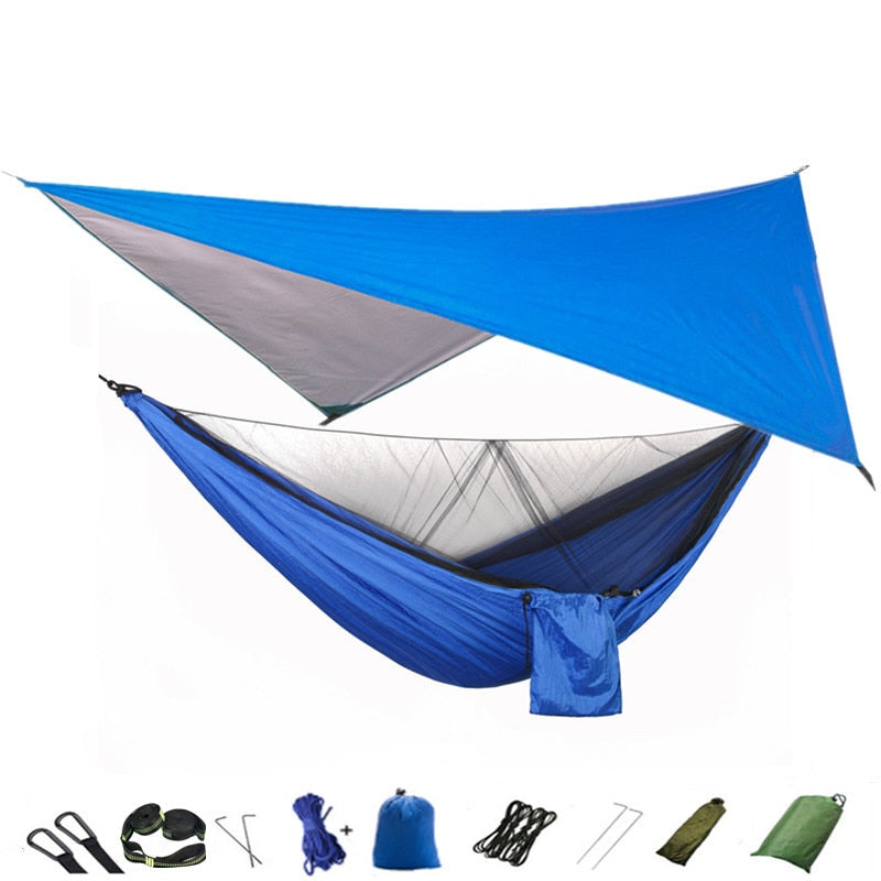 Hammock Mosquito Net and Hammock Canopy Portable Nylon Hammock Rain Fly Tree