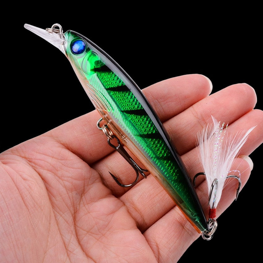 Laser Minnow Fishing Lure 11CM 13G pesca hooks fish wobbler tackle crankbait artificial