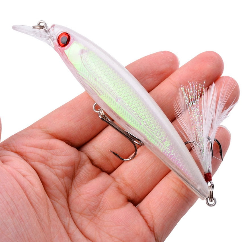 Laser Minnow Fishing Lure 11CM 13G pesca hooks fish wobbler tackle crankbait artificial