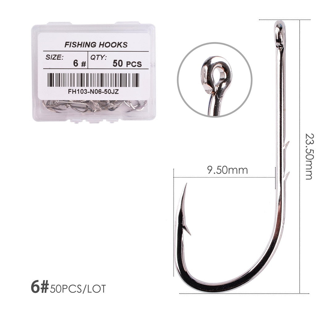 Shank Fishing Hook 1#-12# Fish Hooks High Carbon Steel Sharp Barbed Offset