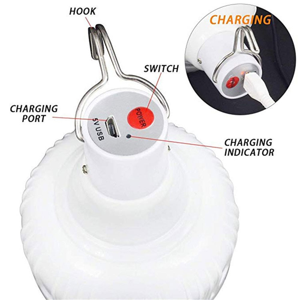 Portable Emergency Lights Hook Outdoor USB Rechargeable Mobile LED Lamp Bulbs