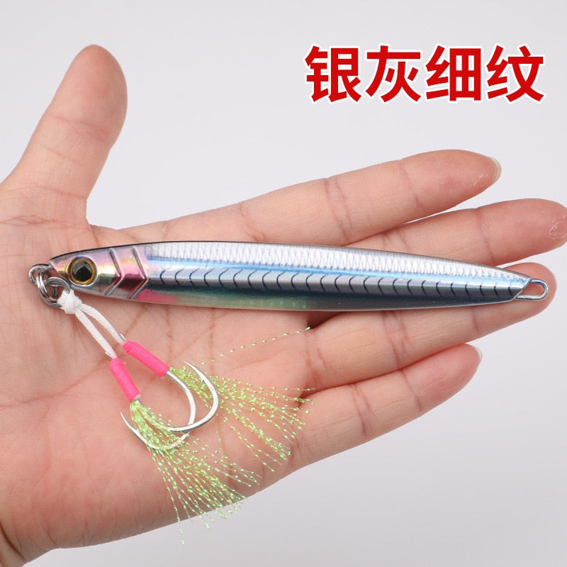 knife jig jigging lure with assist hook slow jig sea bass mackerel tuna boat fishing game