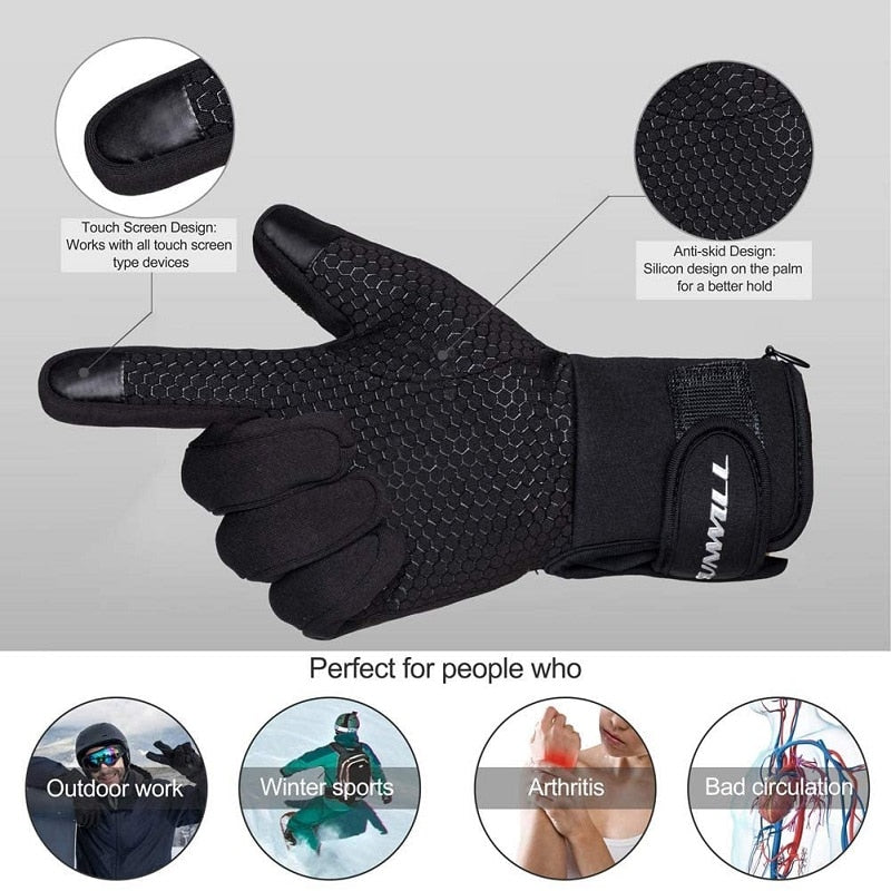 Winter Warm Cycling Heated Gloves Liners Rechargeable Battery for MTB Riding Skiing