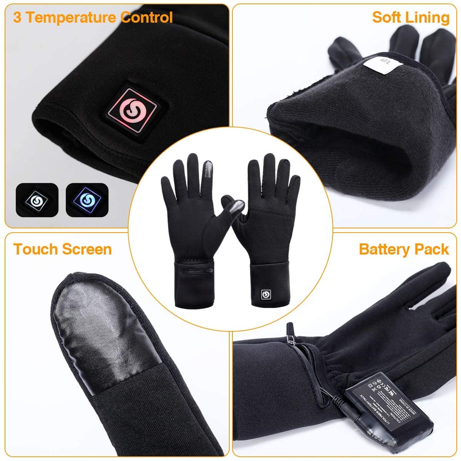 Liner Heated Gloves Winter Warm Skiing Gloves Outdoor Sports Motorcycling Riding Skiing