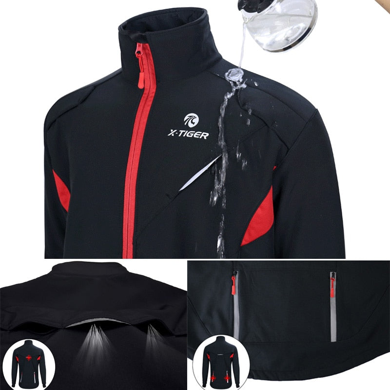 X-TIGER Winter Fleece Thermal Cycling Jacket Coat Windproof Bicycle Clothing Autumn